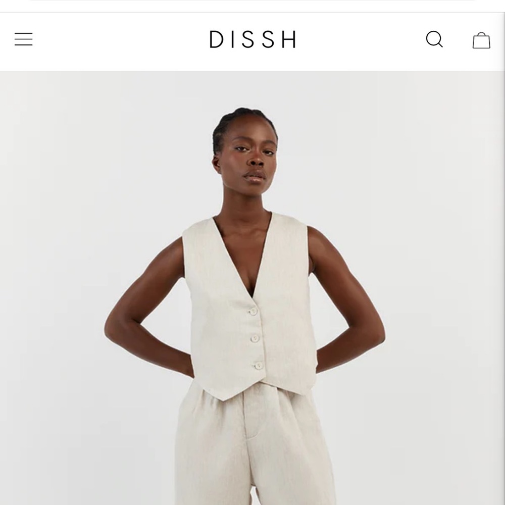 DISSH US 4 Banks Natural Linen Vest Beige